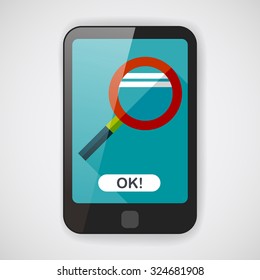 Magnifying Glass flat icon with long shadow