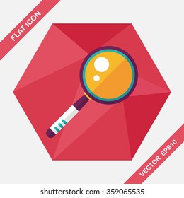 Magnifying Glass flat icon with long shadow