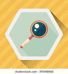 Magnifying Glass flat icon with long shadow