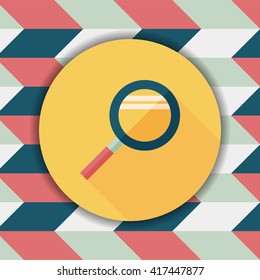 Magnifying Glass flat icon with long shadow