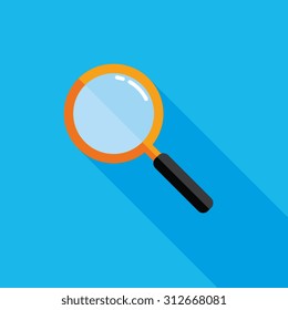 Magnifying Glass Flat Long Shadow Icon