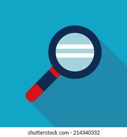 Magnifying Glass Flat style Icon with long shadows