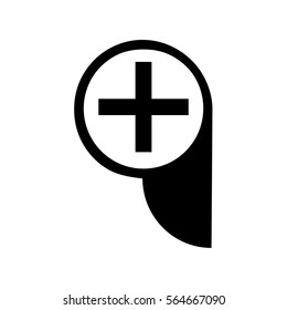 Magnifying glass in flat style on the white background. Zoom in icon. Vector.