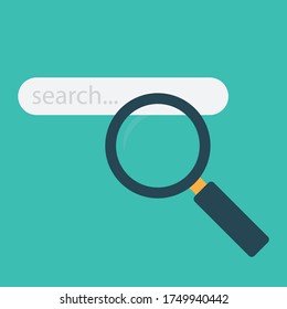 magnifying glass flat vector with search bar icon	
