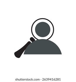 Magnifying glass focused on a generic user icon. Ideal for user search, profiles, or security checks.