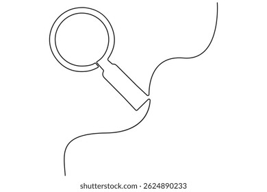 Magnifying Glass Focused on a Line Continuous Line Art Concept
