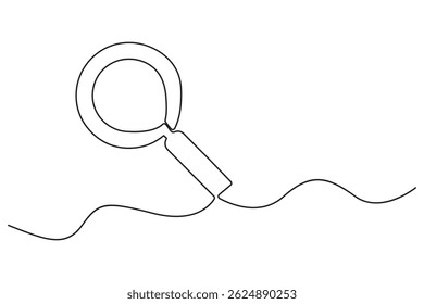Magnifying Glass Focused on a Line Continuous Line Art Concept
