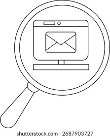 Lupa focaliza na tela do computador mostrando um envelope