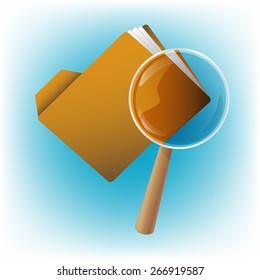 magnifying glass with folder
