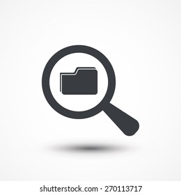 Magnifying glass with folder icon on white background