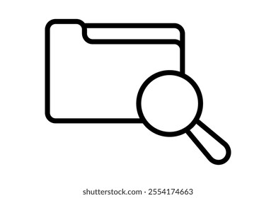 Magnifying Glass with Folder icon. icon related to Search. suitable for web site, app, user interfaces, printable etc. line icon style. simple vector design editable