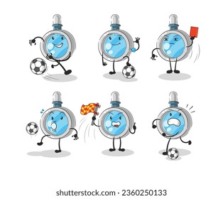 the magnifying glass football group character. cartoon mascot vector