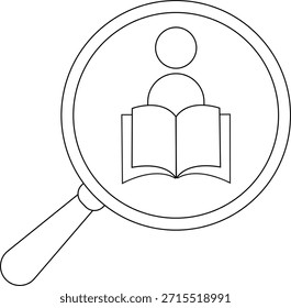 La lupa enmarca a una persona estilizada leyendo un libro