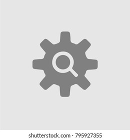 Magnifying glass in gear vector icon eps 10.