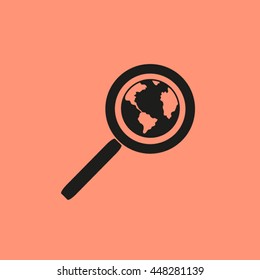 Magnifying glass with a globe