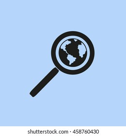 Magnifying glass with a globe