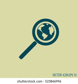 Magnifying glass with a globe