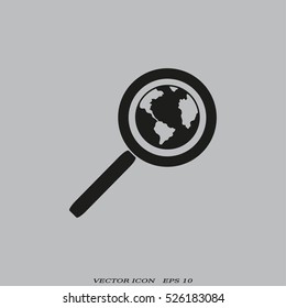 Magnifying glass with a globe