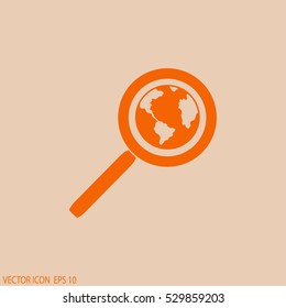 Magnifying glass with a globe