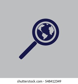 Magnifying glass with a globe