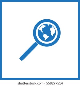 Magnifying glass with a globe
