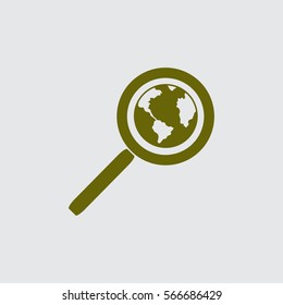 Magnifying glass with a globe
