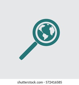 Magnifying glass with a globe