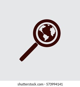 Magnifying glass with a globe