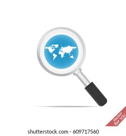 Magnifying glass with a globe