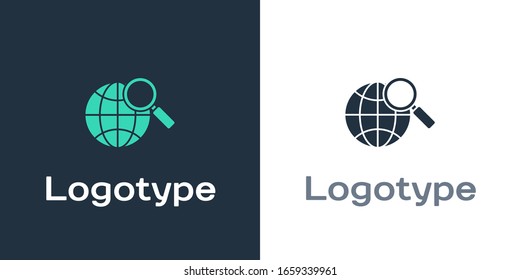 Magnifying glass with globe icon isolated on white background. Analyzing the world. Global search sign. Logo design template element. Vector Illustration