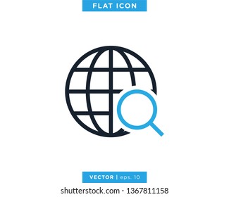 Magnifying Glass and Globe Icon Vector Design Template