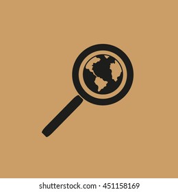 Magnifying glass with a globe. Pictograph icon of search. pictograph of globe. earth