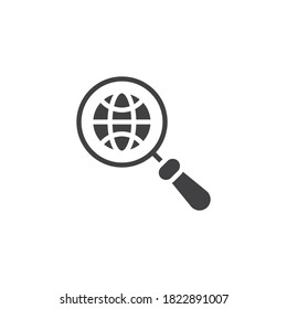 Wunderbares Glass Globe Vektorsymbol. volles Flachzeichen für mobiles Konzept und Webdesign. Globales Suchsymbol. Symbol, Logo-Abbildung. Vektorgrafik
