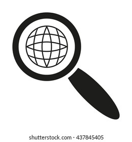 magnifying glass, globe, vector illustration