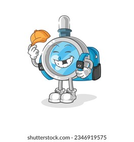 the magnifying glass goes to school vector. cartoon character