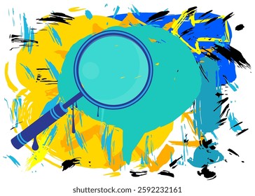 Magnifying Glass graffiti. Abstract modern street art decoration performed in urban painting style.