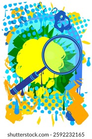 Magnifying Glass graffiti. Abstract modern street art decoration performed in urban painting style.