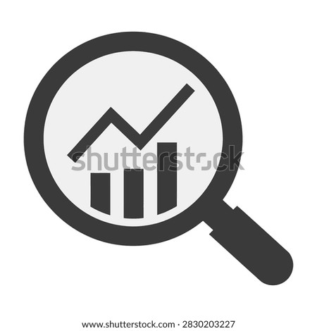 A magnifying glass with a graph and chart inside, symbolizing analysis and investigation
