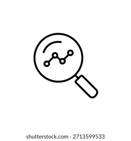 Magnifying Glass with Graph Line Chart Analysis and Search Data Visualization