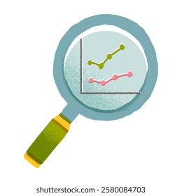 magnifying glass with graph sign ideal for financial concepts, investment, money analysis visuals.