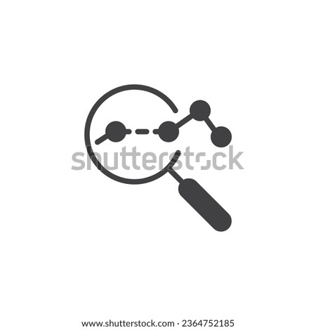 Magnifying glass and graph vector icon. filled flat sign for mobile concept and web design. Gap analysis glyph icon. Symbol, logo illustration. Vector graphics