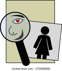 Magnifying glass graphic with silhouette figure 