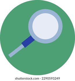 Magnifying glass in green circle on white background, vector illustration