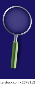 magnifying glass with green handle