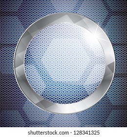 Magnifying glass with grid metal background