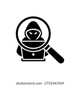 Magnifying glass with hacker line icon vector isolated
Vector line icon on a white background