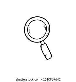 magnifying glass hand drawing doodle icon vector 