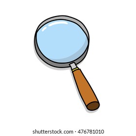 Magnifying Glass. A hand drawn vector illustration of a magnifying glass with backdrop shadow (on separate group).