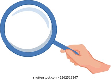 Magnifying glass in hand. Search color icon. Research symbol isolated on white background