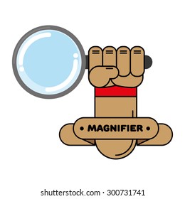 magnifying glass hand symbol gesture communication